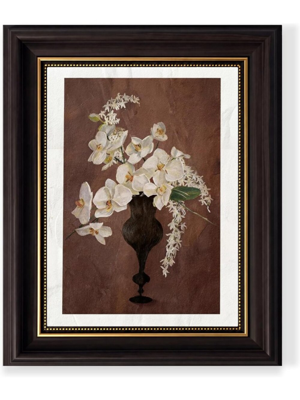 Elegant Vintage White Orchid Wall Art | Moody Floral Still Life Decor